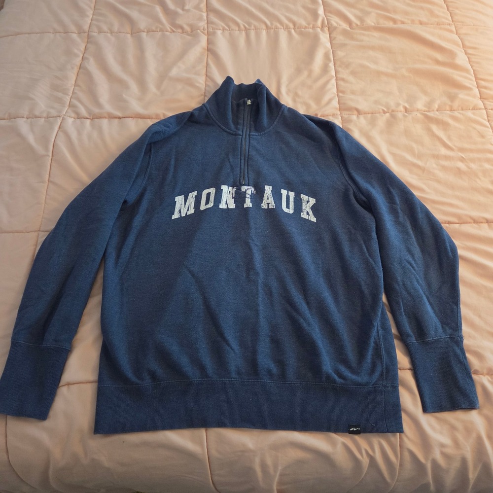 Techstyles Montauk Quarter Zip Sweatshirt Mens XL Navy Blue Fleece Pullover